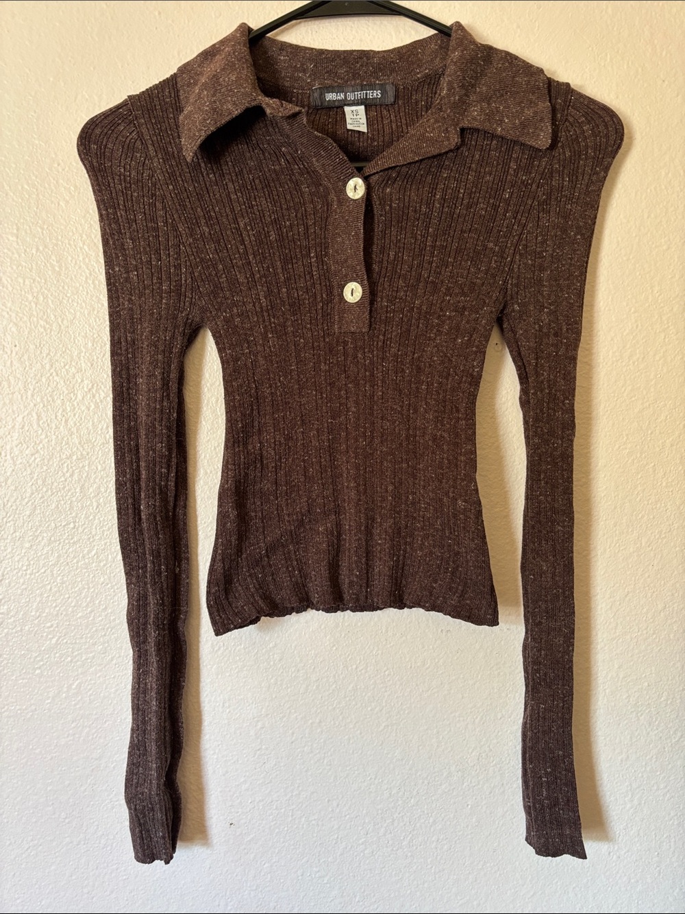 Urban Outfitters Callie Collared Henley Ribbed Knit Top XS